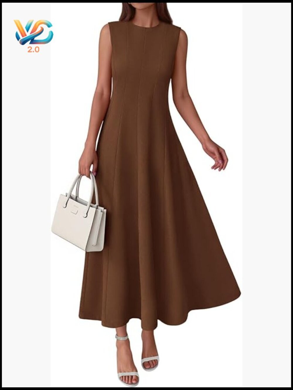 Sleeveless Crewneck Maxi Dress with Pockets Semi Formal A-Line 2